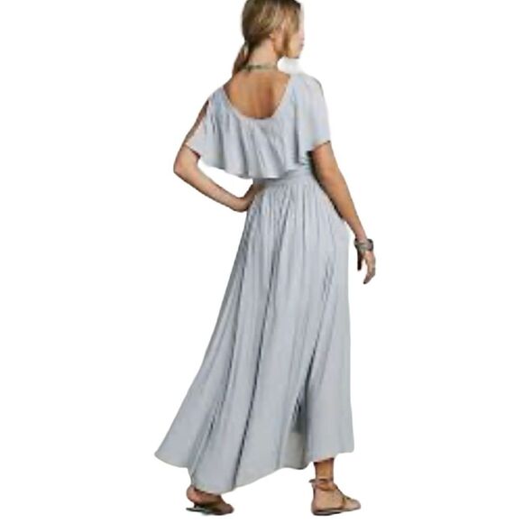 Free People Fiona Long Gray Floral Embroidered Wrap Maxi Dress SIZE S - Picture 10 of 10